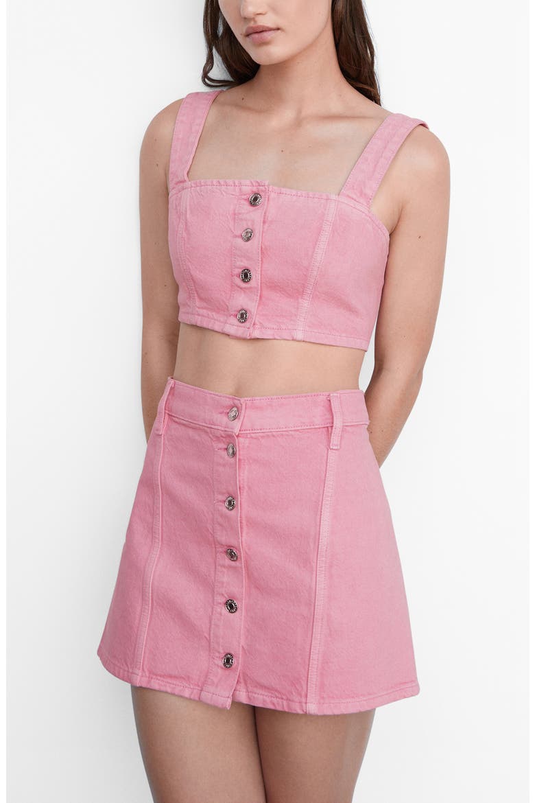 Denim Miniskirt, Alternate, color, BUBBLEGUM PINK