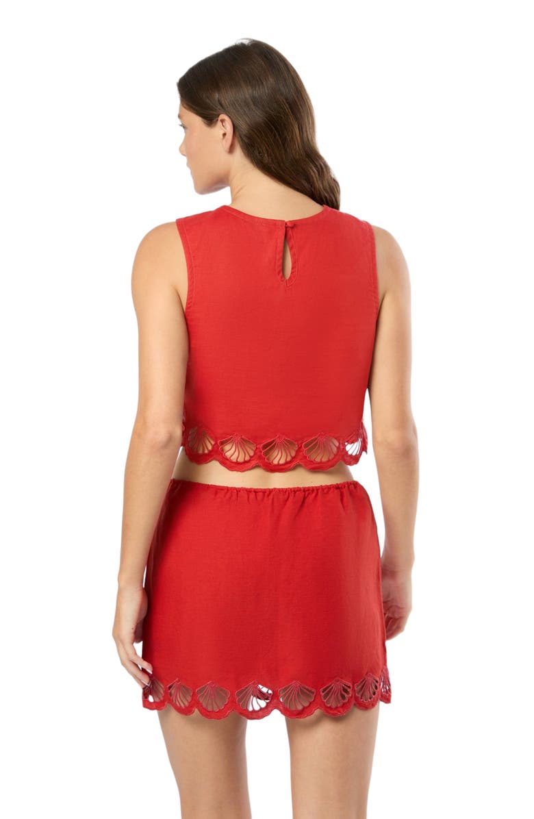 Onia Air Linen Scallop Tank Top, Alternate, color, Dark Red