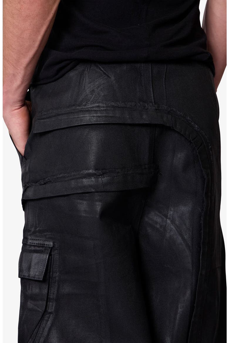Rave Waxed Oversize Cargo Pocket Pants, Alternate, color, BLACK