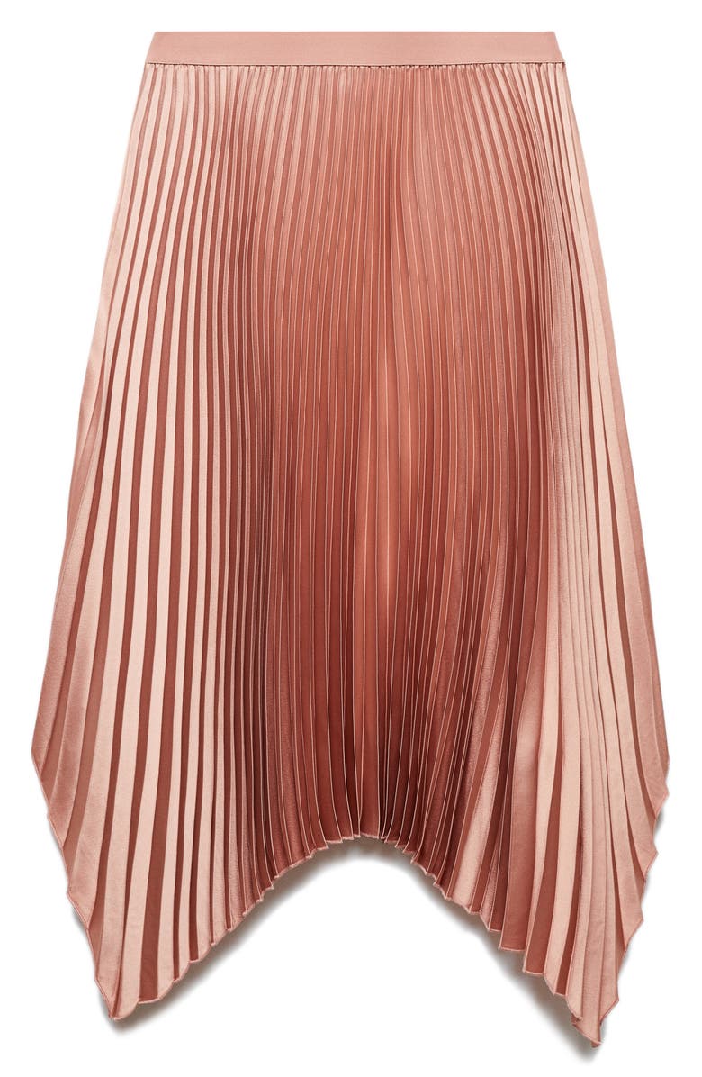 MANGO Handkerchief Hem Pleated Skirt, Alternate, color, Pastel Pink