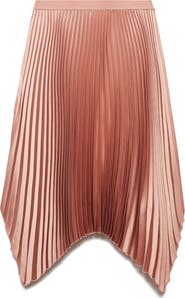 MANGO Handkerchief Hem Pleated Skirt