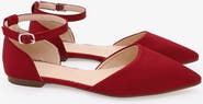 Kailee P Bella Satin Pointy Toe Flats with Ankle Strap