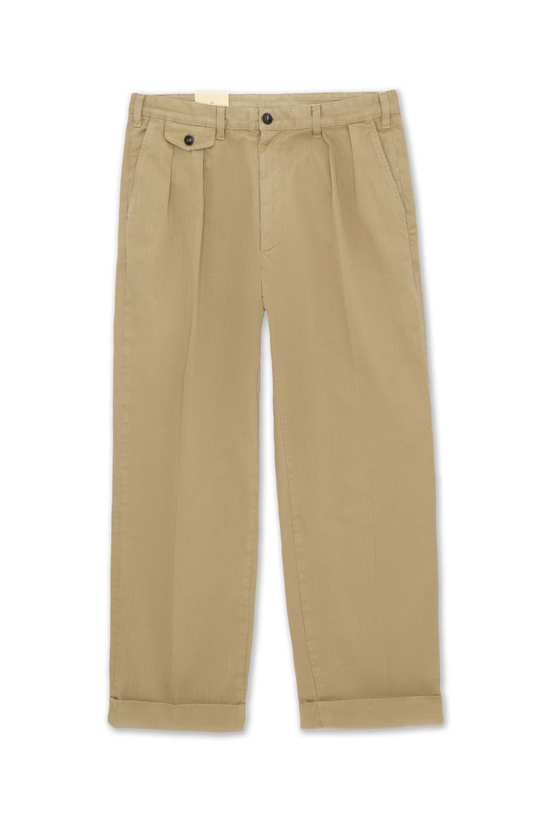 Seattle Herringbone Cotton Pleated Trousers, Main, color, CAMEL