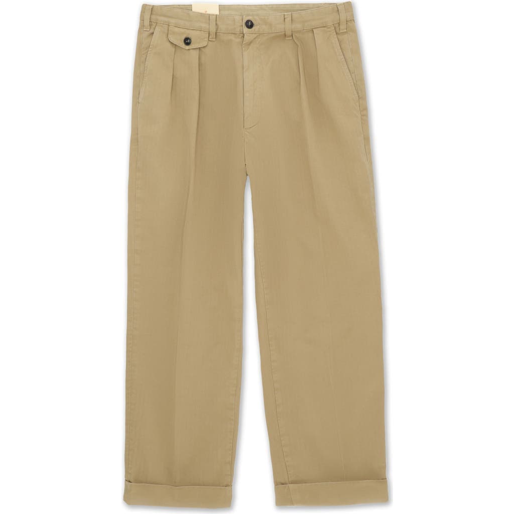 Fortela Seattle Herringbone Cotton Pleated Trousers In Brown