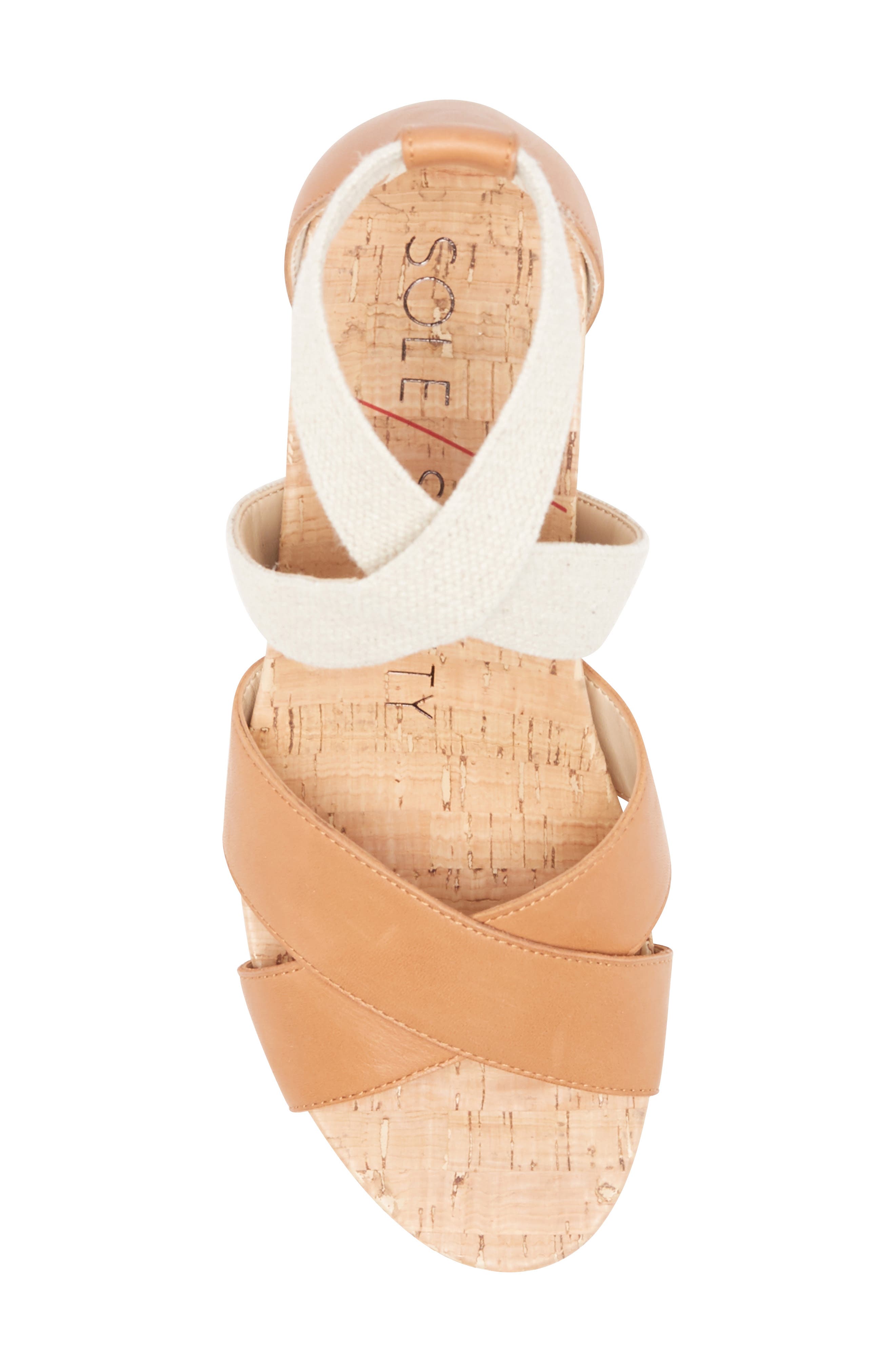 Kimlee Wedge Sandal, Alternate, color, ACACIA TAN LEATHER