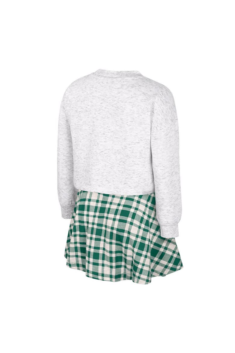 Girls Youth Colosseum White Michigan State Spartans Marceline Plaid Skirt and Top Set, Alternate, color, White