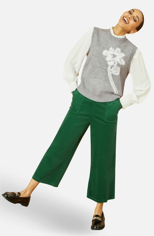 Yumi Knitted Flower Sleeveless Sweater Vest In Gray