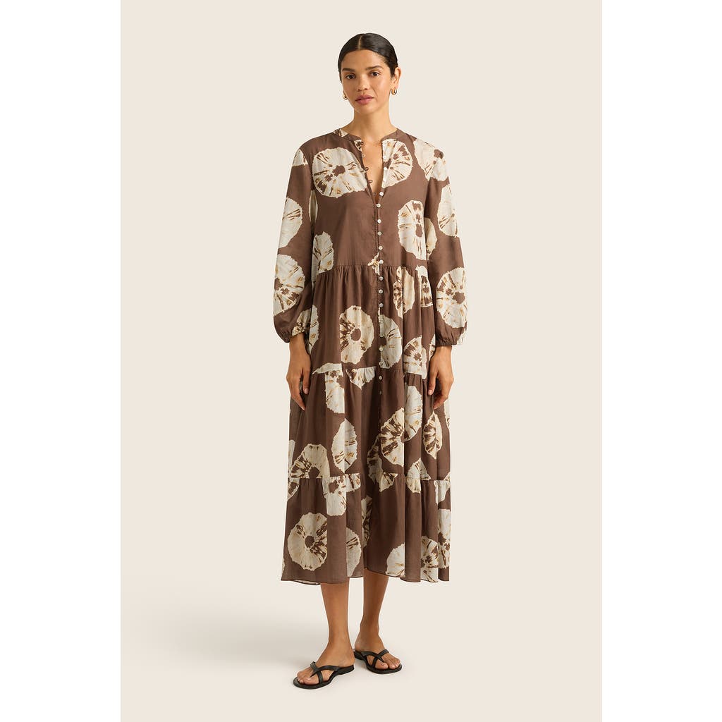 Shop Hope And May Palma Tiered Cotton Maxi Print Dress In Tie Dye