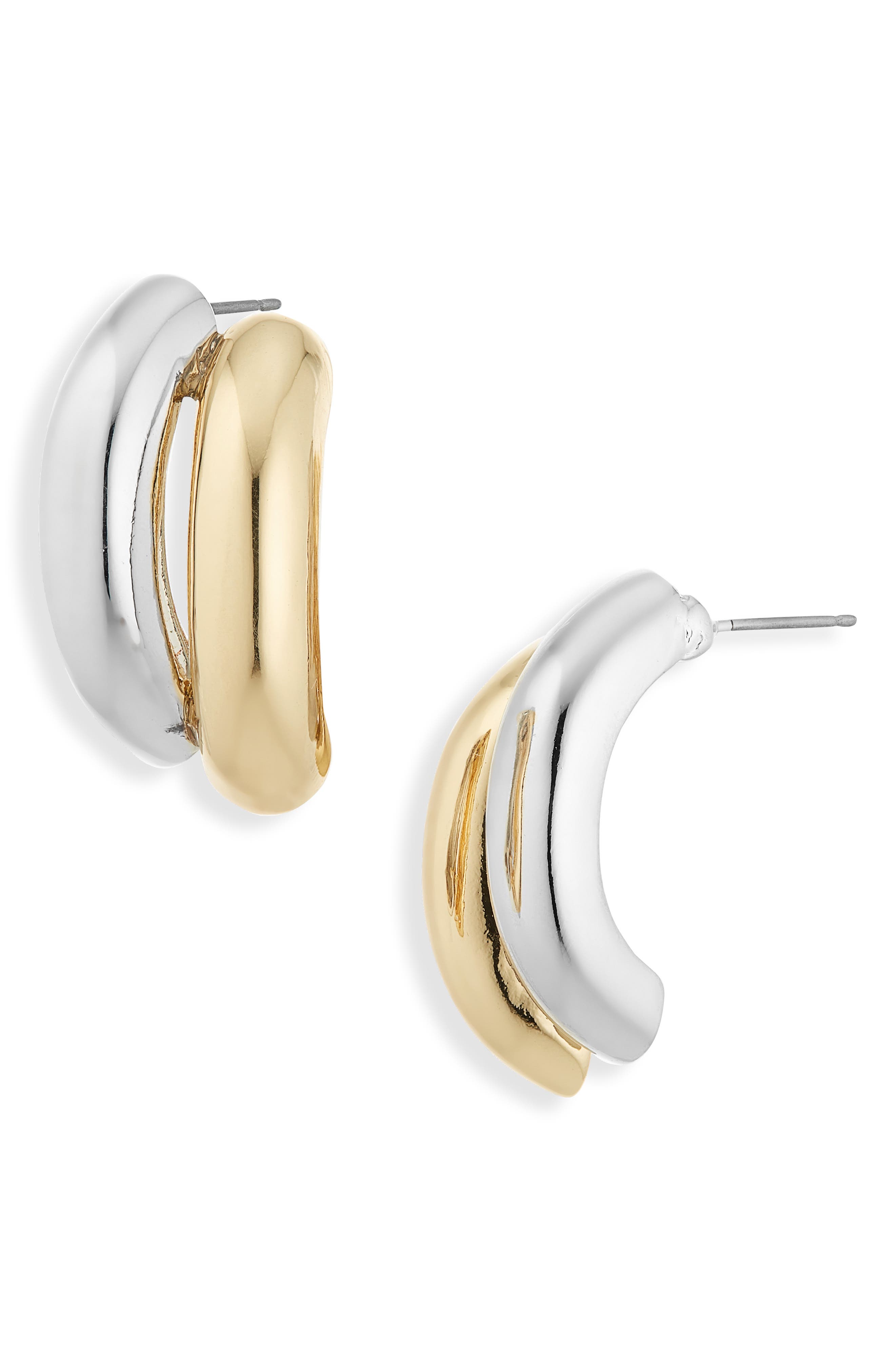 Cara Two-Tone Line Stud Earrings