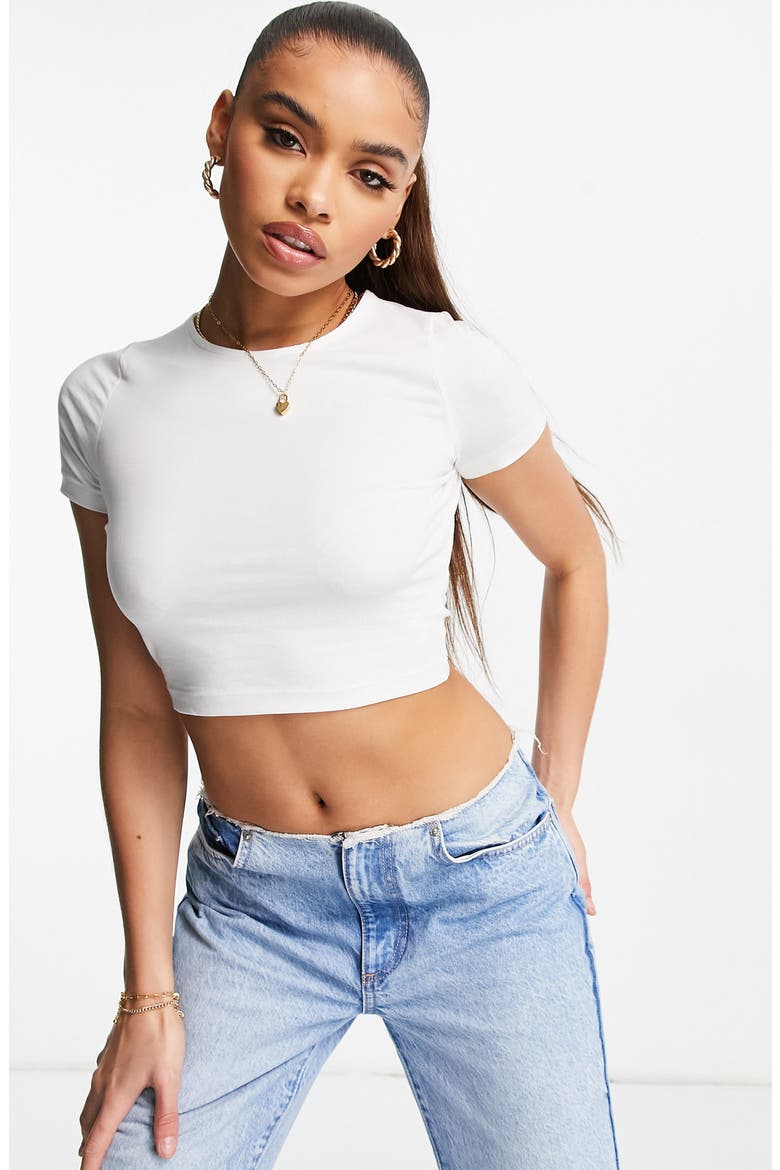 Fitted Crop T-Shirt, Main, color, WHITE