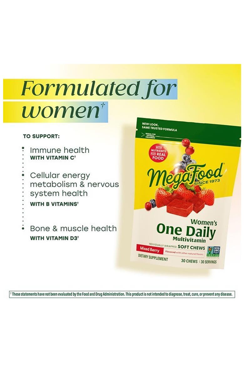 One Daily Multivitamin for Women Soft Chews With Folate, Methylated B12, Biotin, Non-GMO, 30 Mixed Berry Chews, Alternate, color, None