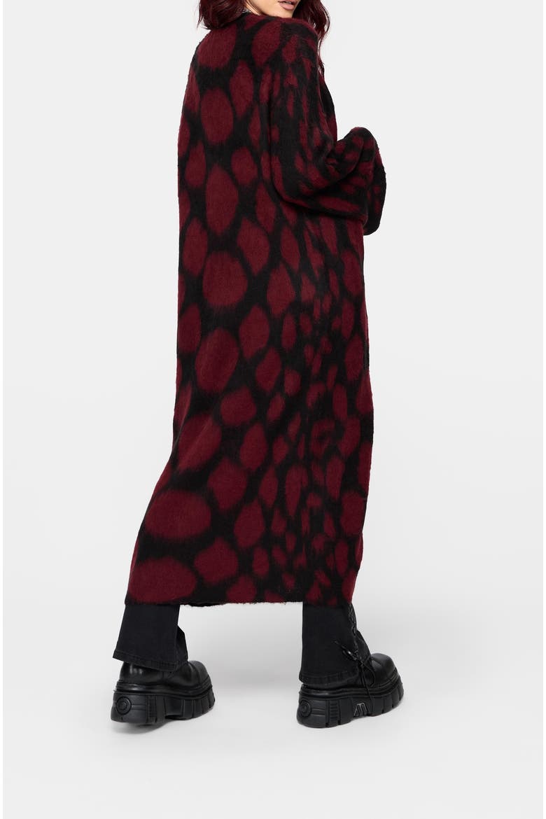 Adder Scales Jacquard Longline Cardigan, Alternate, color, Burgundy