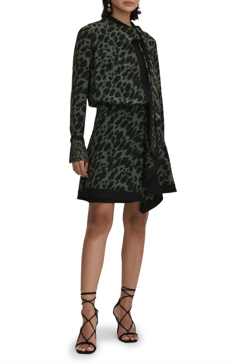 Reiss Katie Long Sleeve Animal Print Minidress, Main, color, 
