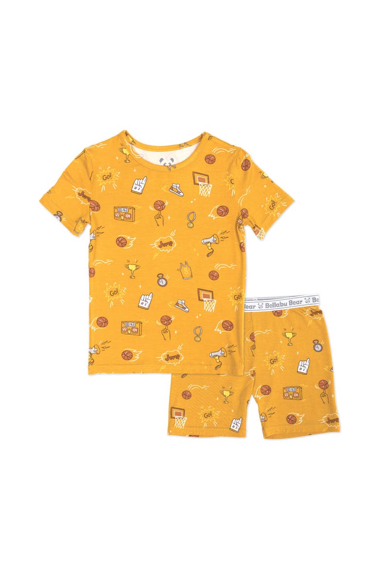 Basketball Kids 2-Piece Short Sleeve & Shorts Pajama Set, Main, color, Basketball