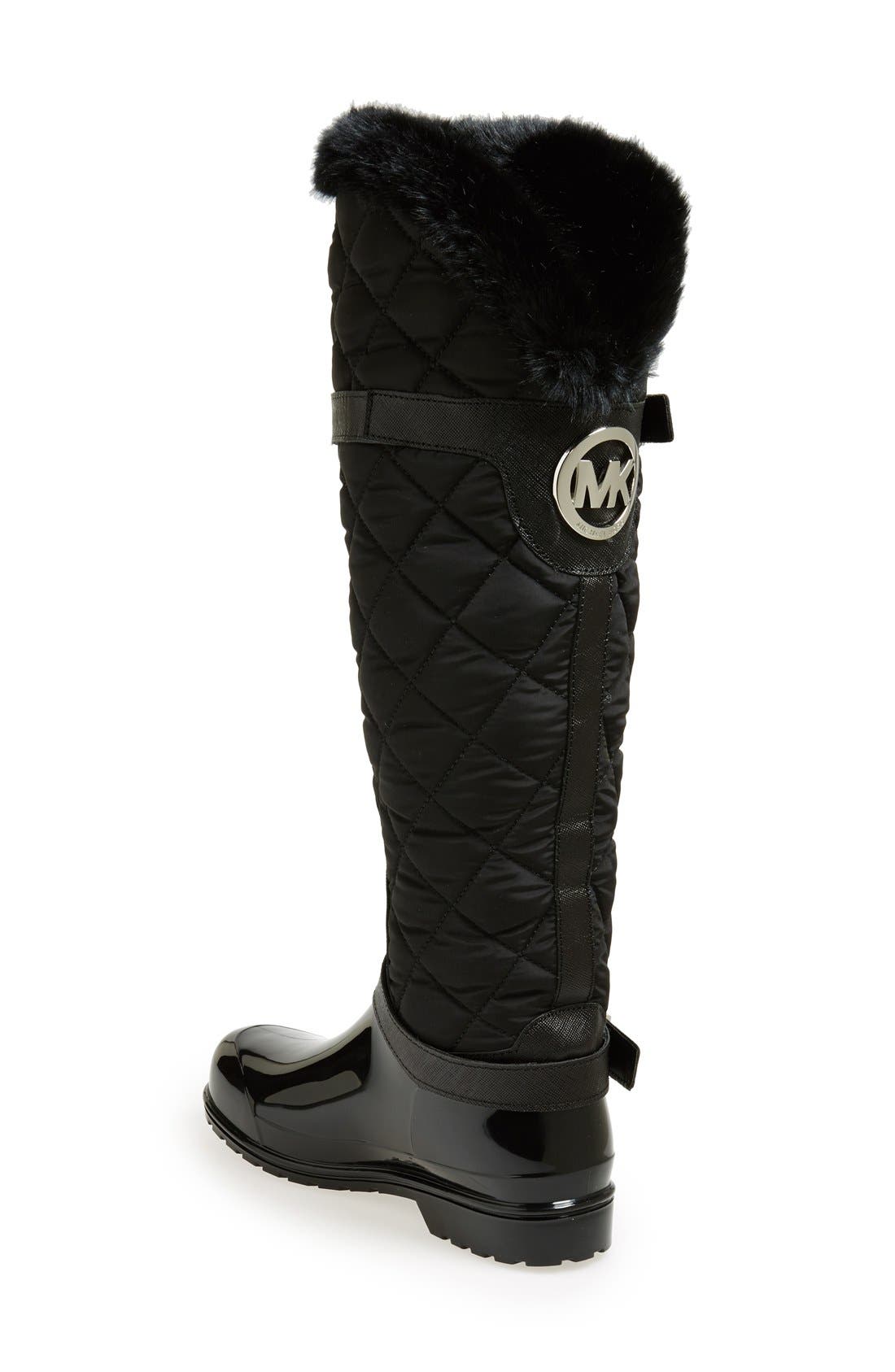 MICHAEL Michael Kors 'Fulton' Quilted Rain Boot, Alternate, color, 
