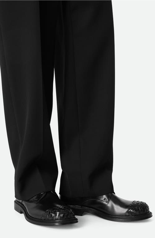 Bottega Veneta Leather Intrecciato-toe James Oxford Shoes In Black