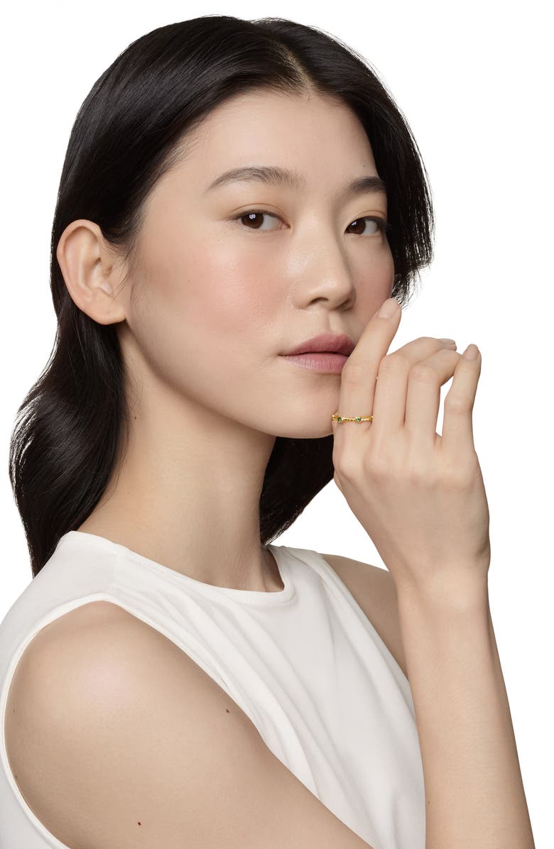 David Yurman Cable Collectibles<sup>®</sup> Stack Ring in 18K Yellow Gold with Emeralds, Alternate, color, Emerald 18K Yellow Gold