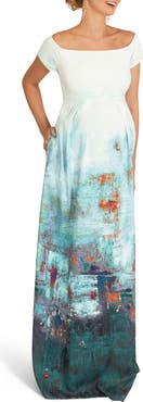 Tiffany Rose Aria Off the Shoulder Metallic Maternity Gown