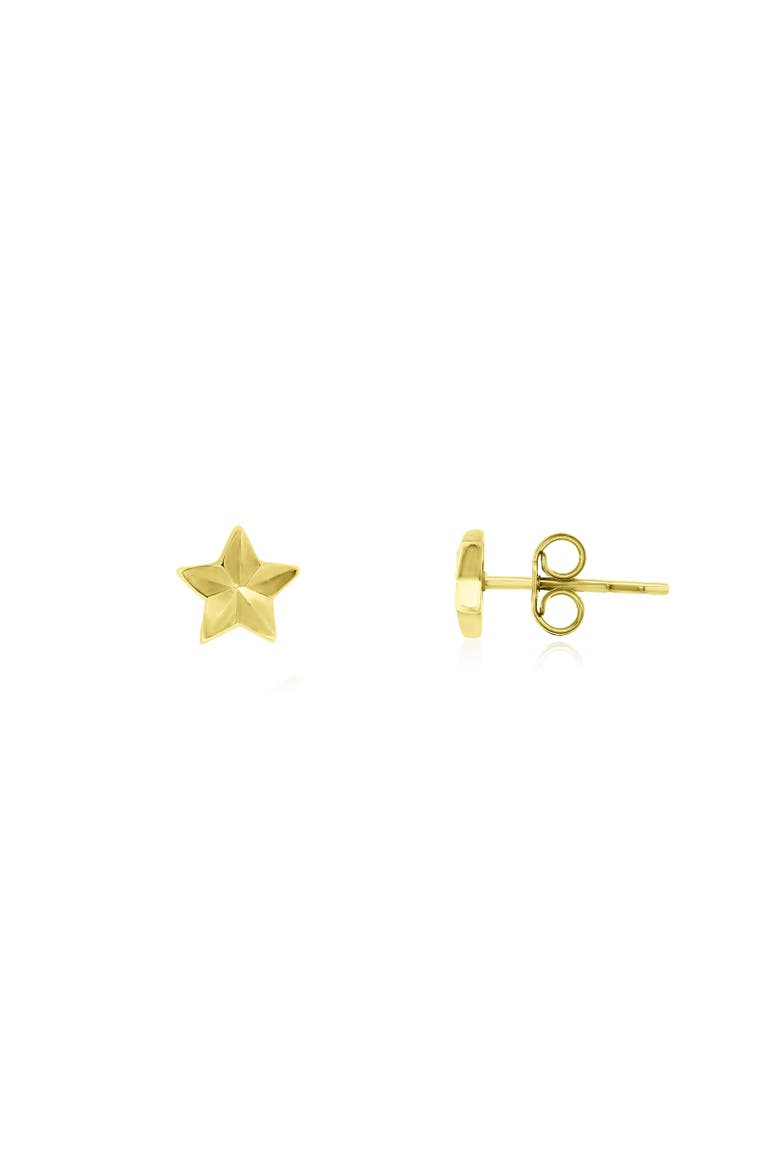 Fluted Puffy Star Stud Earrings, Main, color, Gold
