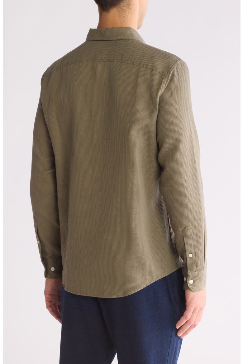 Waffle Weave Long Sleeve Button-Down Shirt, Alternate, color, DUSTY OLIVE