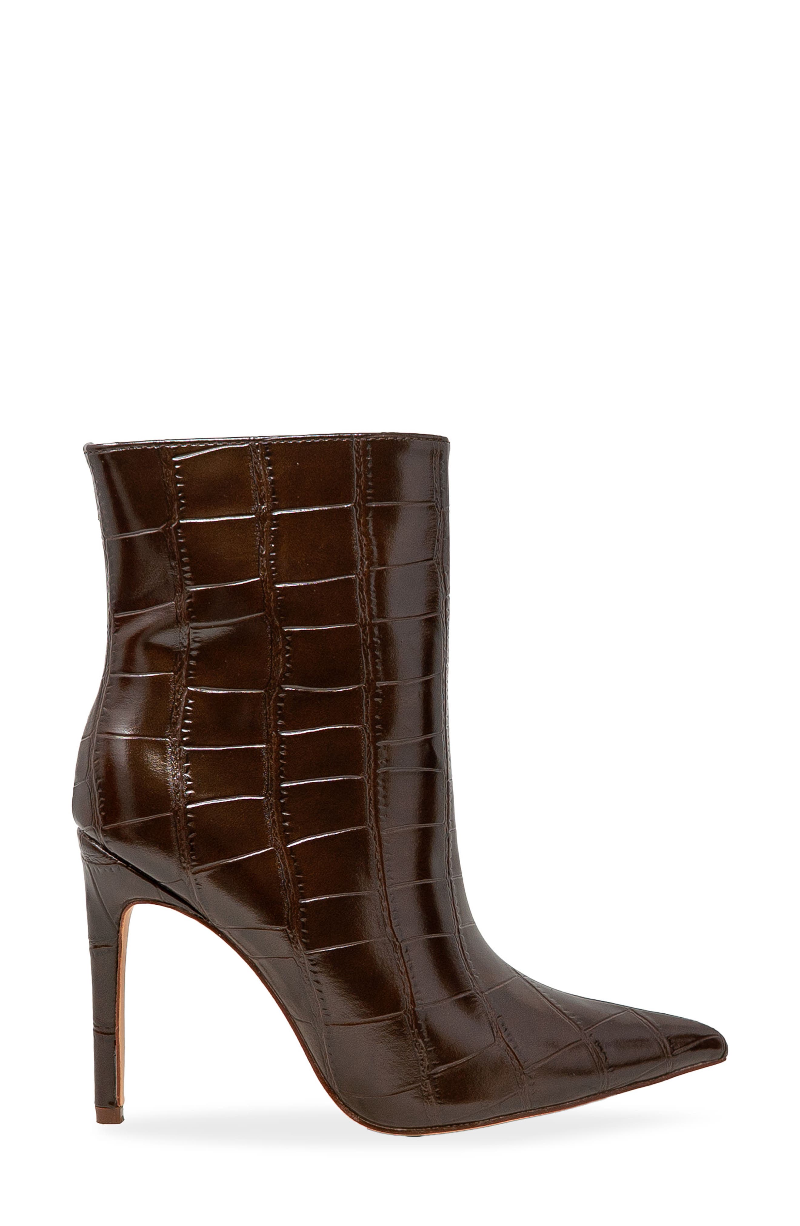 CHASE AND CHLOE Croc Embossed Bootie, Alternate, color, Brown Croc