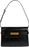 Saint Laurent Small Manhattan Croc Embossed Shoulder Bag