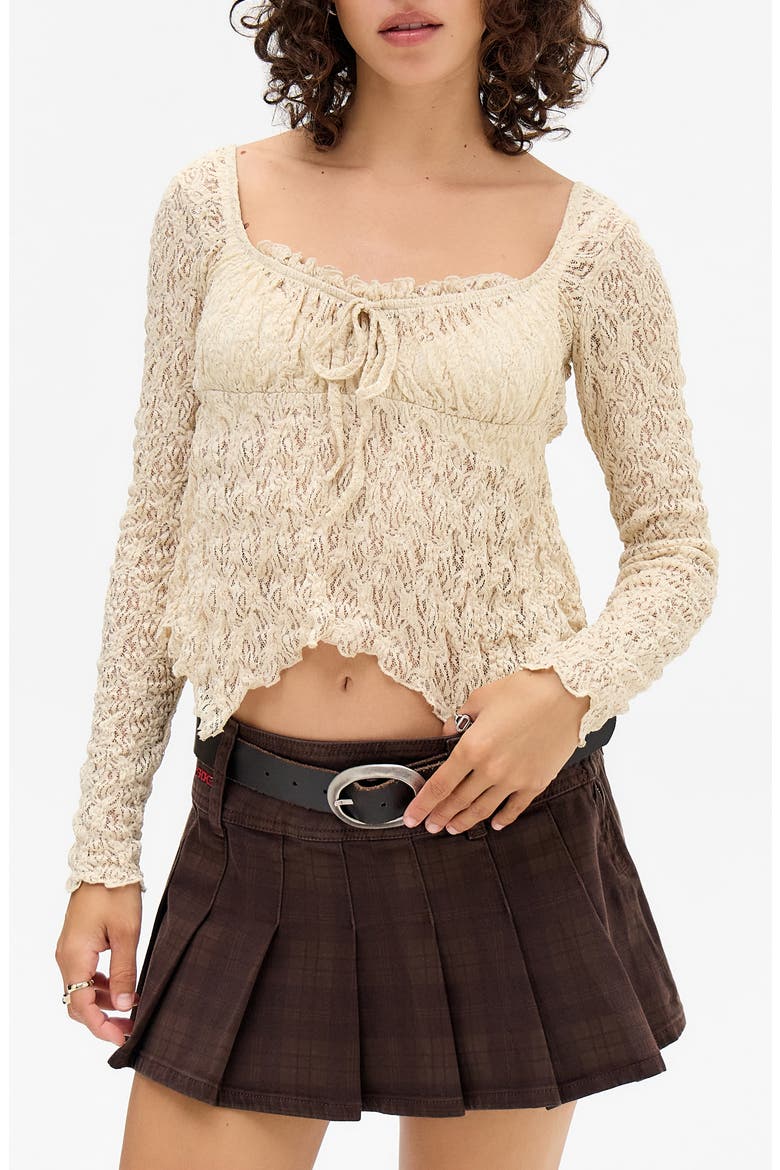 Piper Handkerchief Hem Lace T-Shirt, Main, color, CREAM