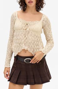 BDG Urban Outfitters Piper Handkerchief Hem Lace T-Shirt
