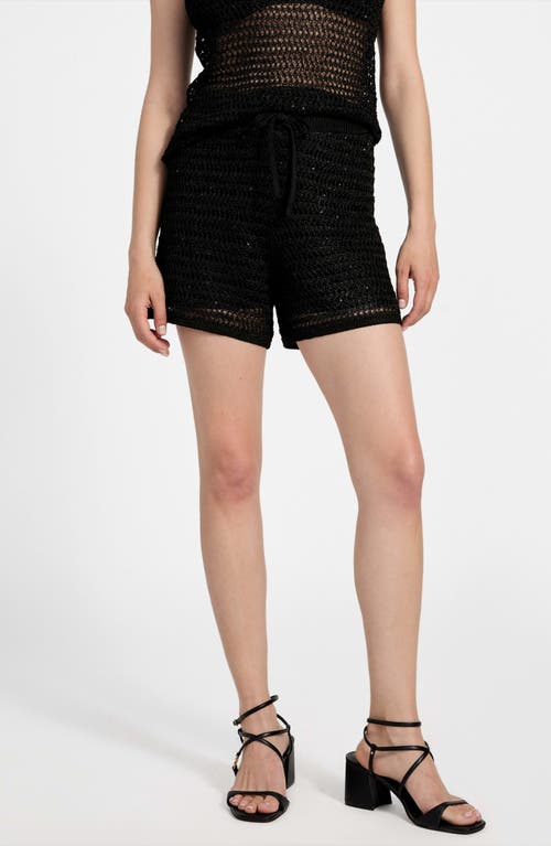Guess Bella Open Stitch Sweater Shorts In Black