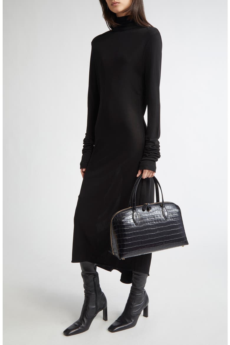Cocoon Long Sleeve Cape Dress, Main, color, BLACK