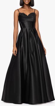 Blondie Nites Beaded Embroidery Detail Satin Gown