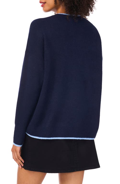 Vince Camuto Tipped Crewneck Sweater In Multi