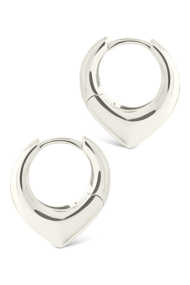 Colby Pointed Teardrop Hoop Earrings, Alternate, color, SILVER