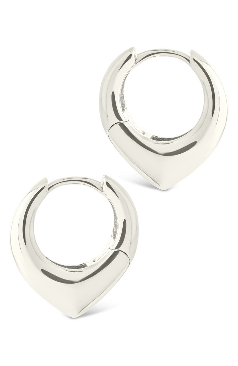 Sterling Forever Colby Pointed Teardrop Hoop Earrings, Alternate, color, Silver