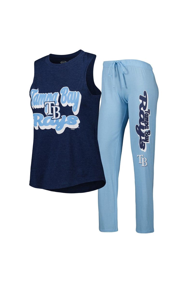 Women's Concepts Sport Light Blue/Navy Tampa Bay Rays Wordmark Meter Muscle Tank Top & Pants Sleep Set, Main, color, Light Blue