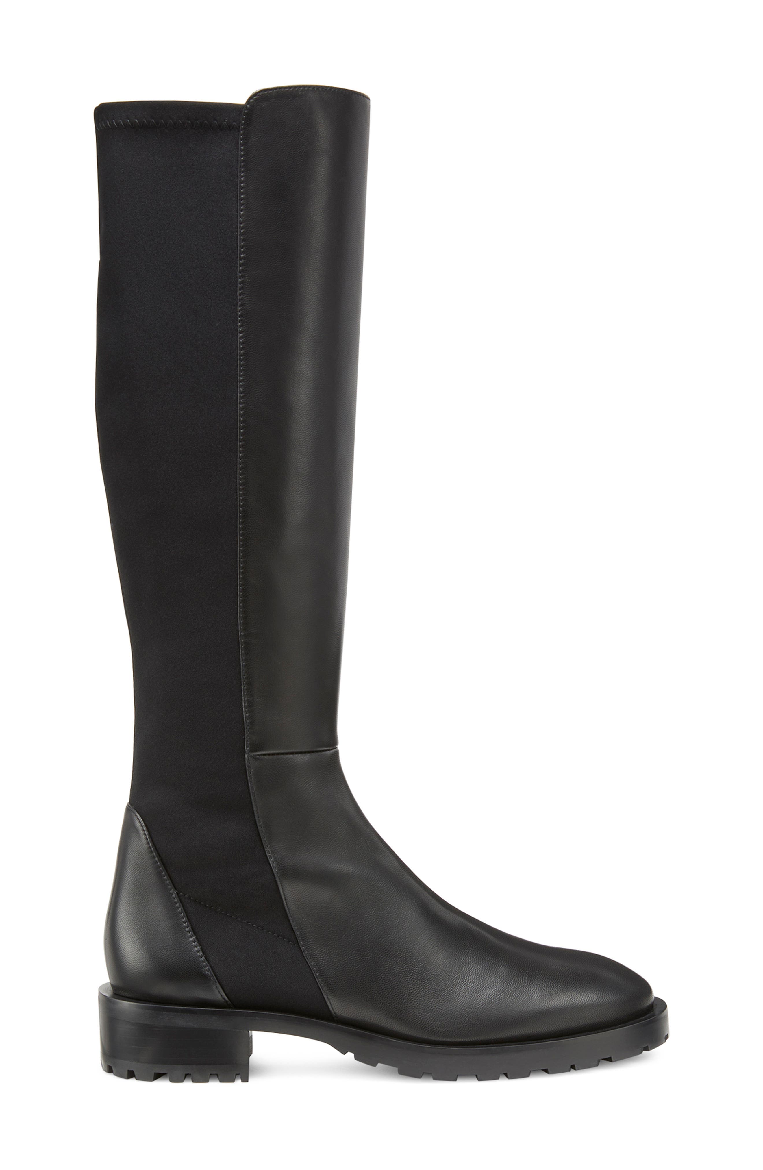 Stuart Weitzman 5050 Lug Sole Tall Boot, Alternate, color, Black