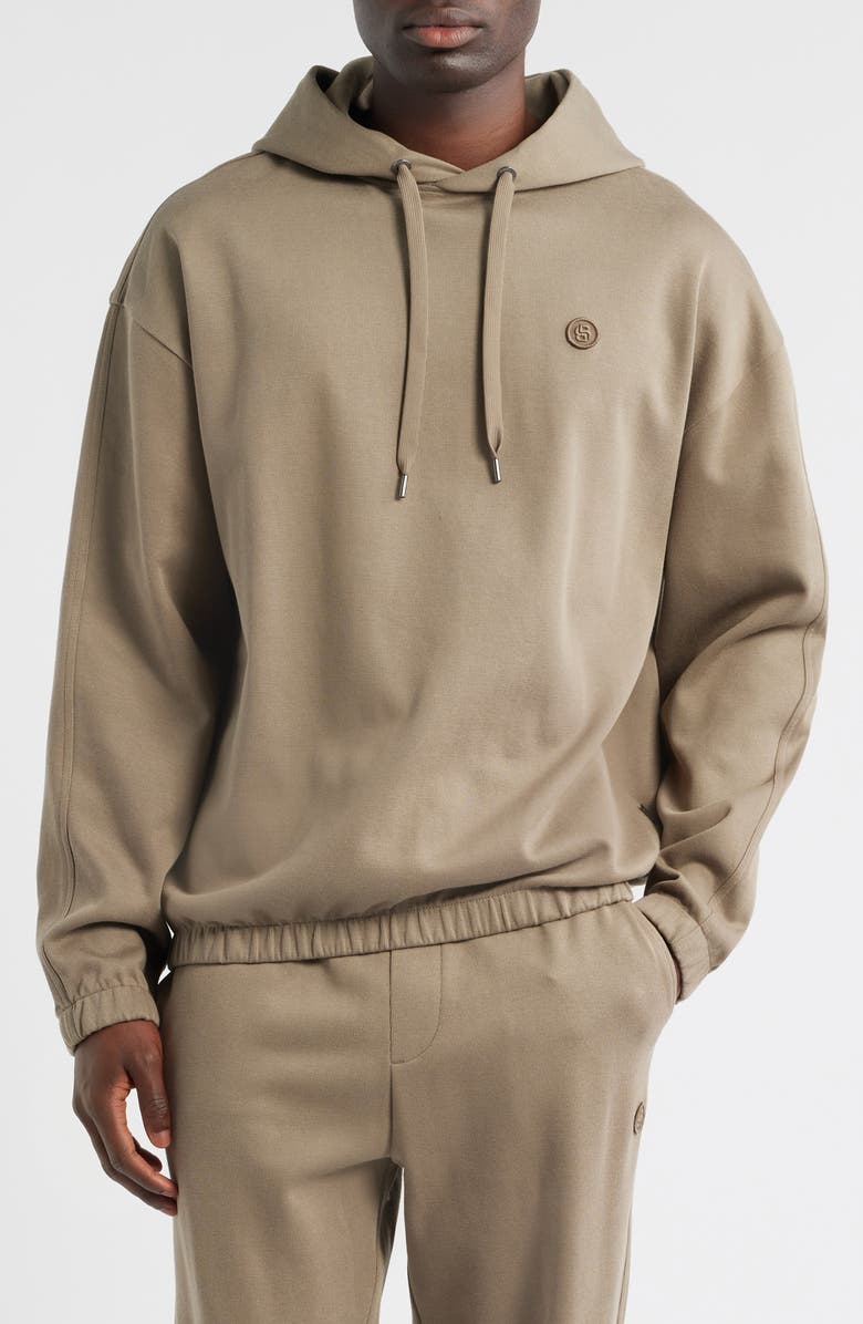 BOSS Stevens Cotton Pullover Hoodie, Main, color, Brown