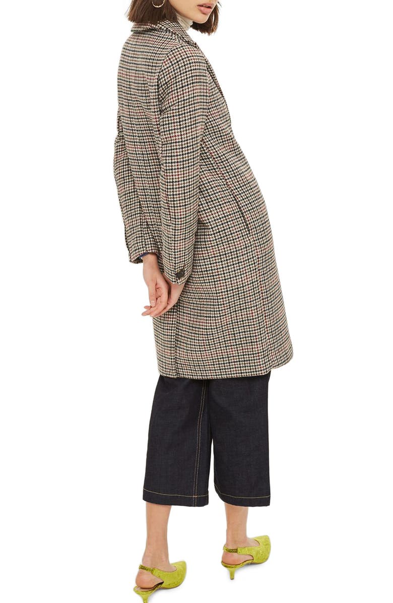 Topshop Bonded Check Coat, Alternate, color,
