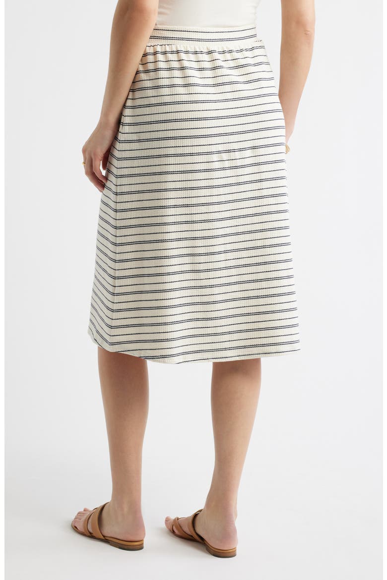 Stripe Cotton Blend Knit A-Line Midi Skirt, Alternate, color, IVORY- NAVY STRIPE