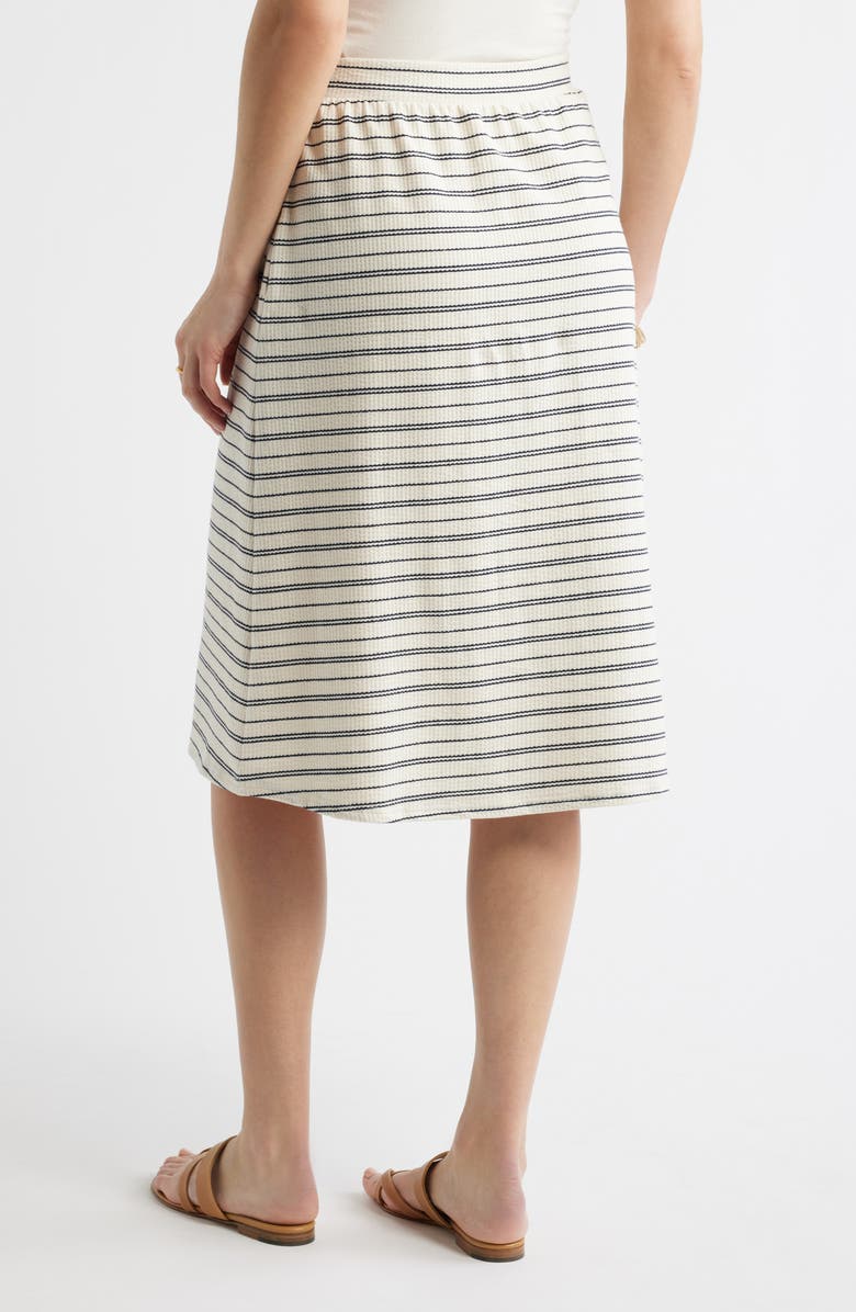 Caslon<sup>®</sup> Stripe Cotton Blend Knit A-Line Midi Skirt, Alternate, color, Ivory- Navy Stripe
