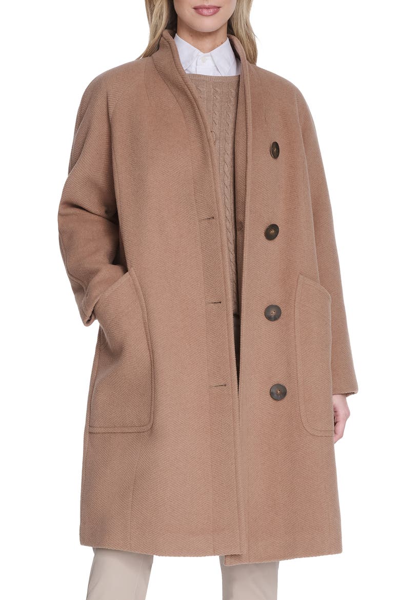 Asymmetric Wool Blend Coat, Main, color, CAMEL