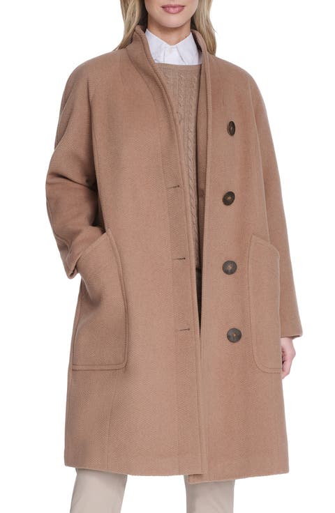 Asymmetric Wool Blend Coat