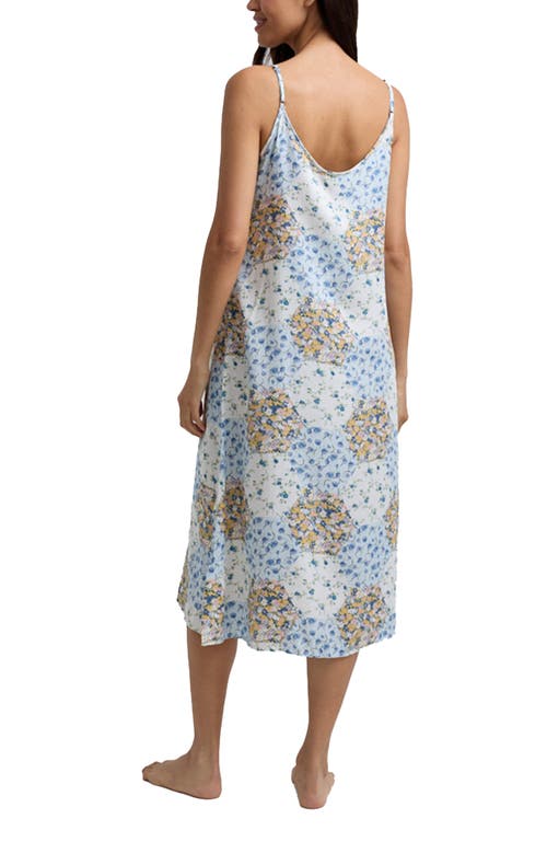 Lily And Lionel London Rosie V-neck Patchwork Print Slip Nightgown In Blue