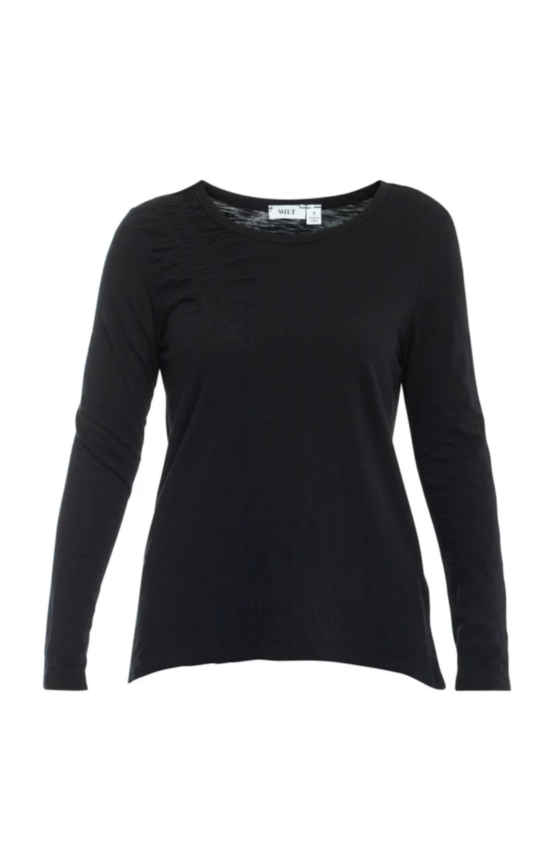 WILT Clothing Wide Neck Long Sleeve Tee, Alternate, color, Black