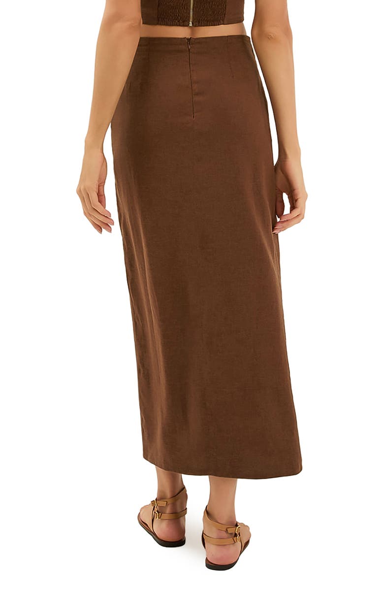 ViX Paula Hermanny Luna Linen Blend Cover-Up Midi Skirt, Alternate, color, Brown