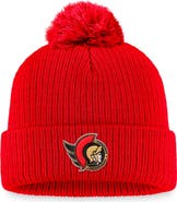 FANATICS Men's Fanatics Branded Red Ottawa Senators Core Primary Logo Cuffed Knit Hat with Pom