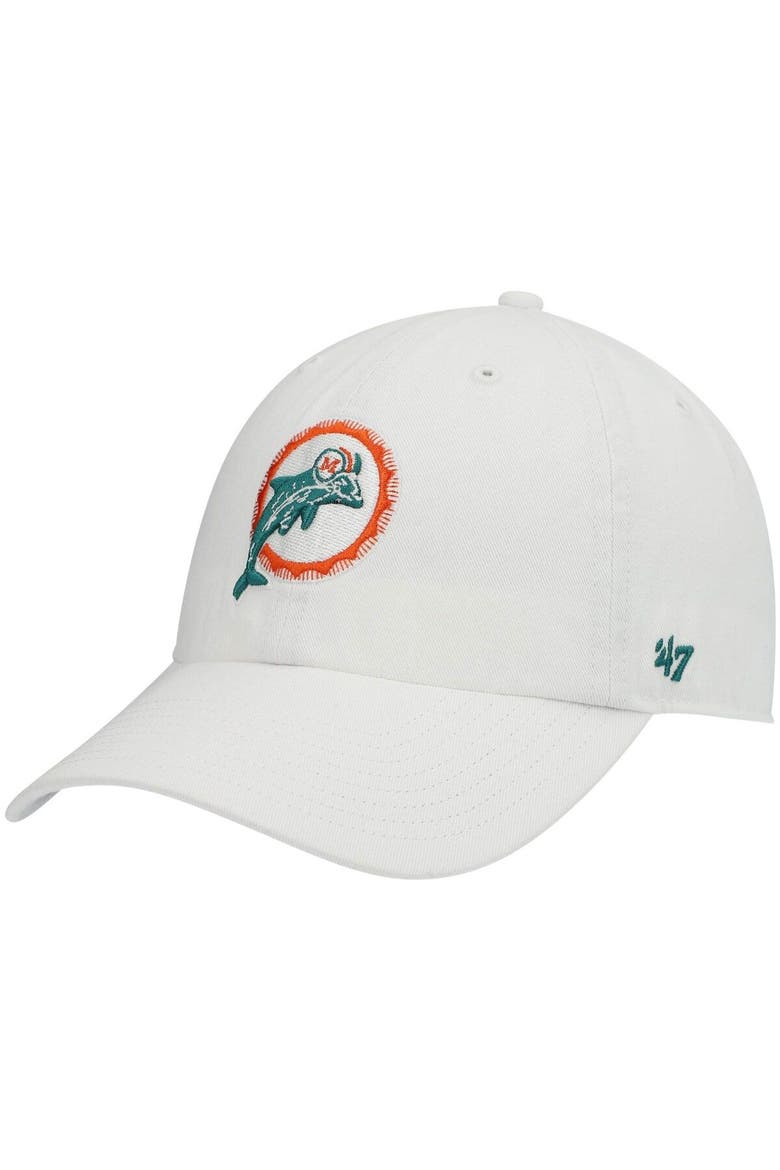 Men's '47 White Miami Dolphins Clean Up Legacy Adjustable Hat, Main, color, White