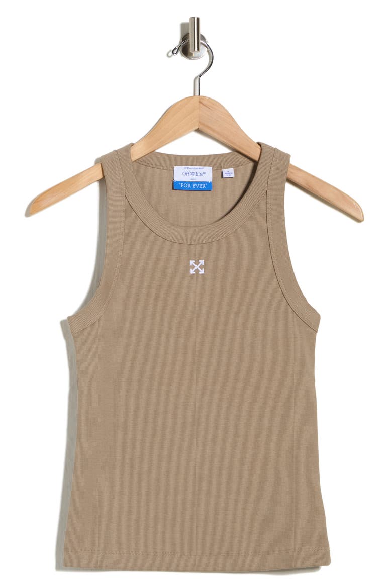 Fitted Ribbed Crop Tank, Alternate, color, TIMBER WOLF