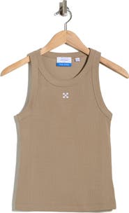 Off-White Fitted Ribbed Crop Tank