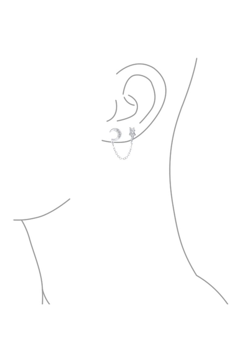 Moon & Star Helix Chain Earring Set, Alternate, color, CLEAR